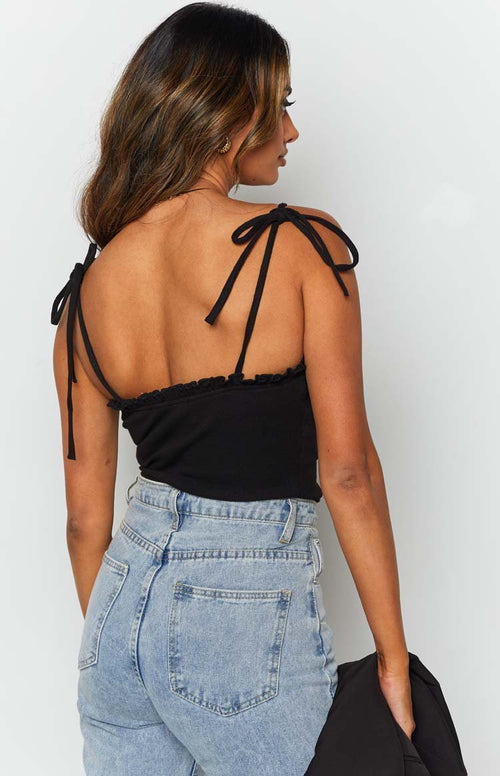 Ava Frill Bodysuit Black – Beginning Boutique US