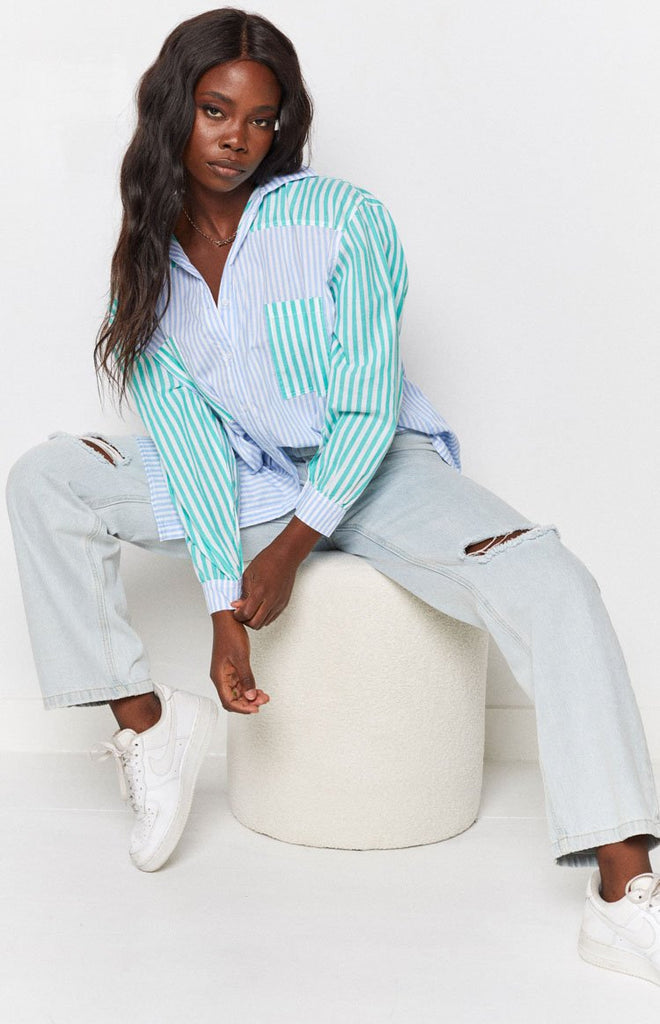 Azalea Striped Shirt Blue – Beginning Boutique US