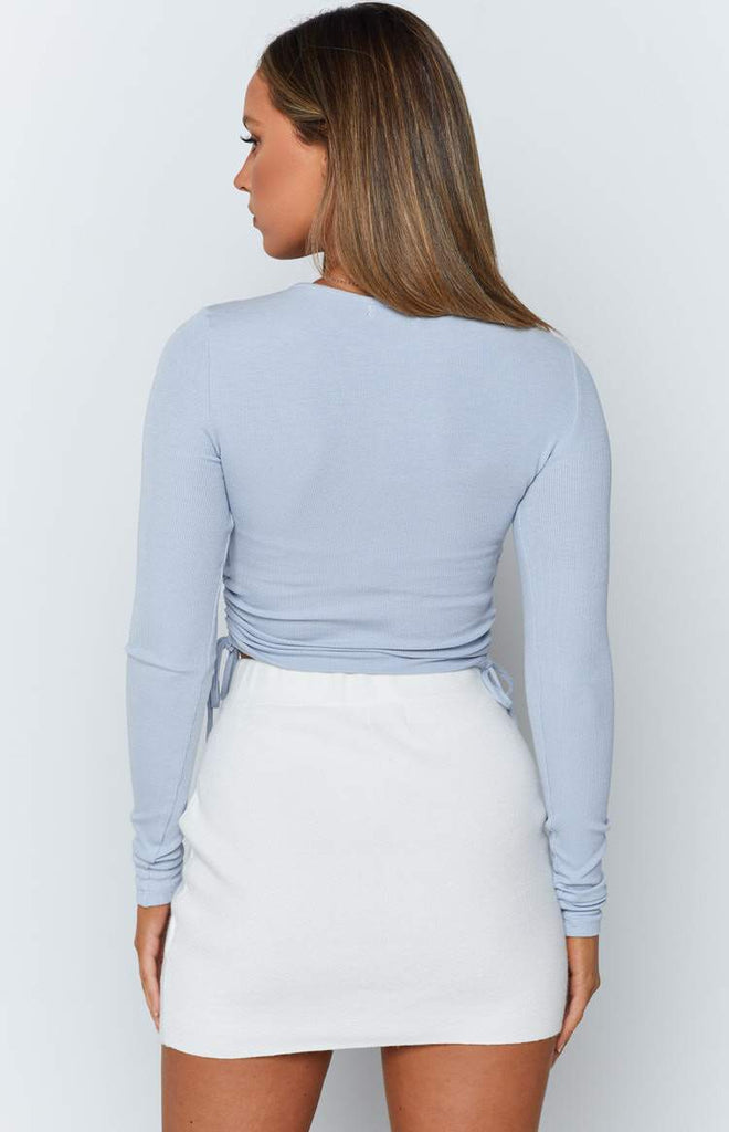 Farrah Long Sleeve Top Blue – Beginning Boutique US