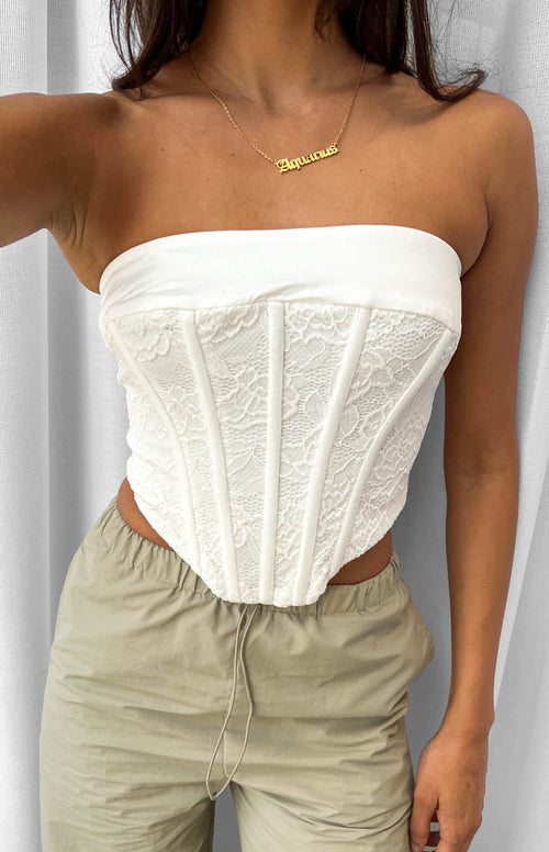 Greer White Lace Corset Top – Beginning Boutique US
