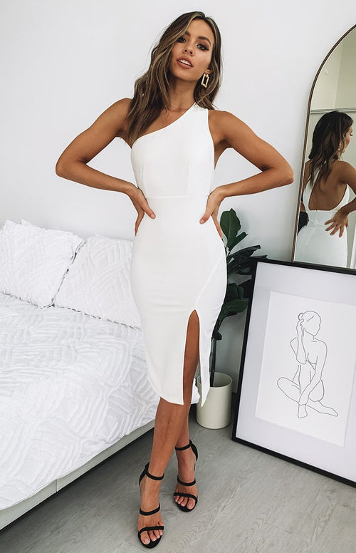 Kuyree Midi Dress White – Beginning Boutique US