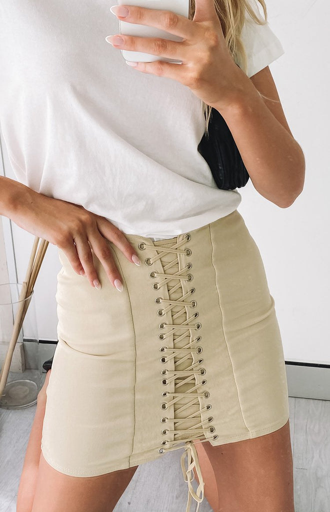 Lioness Dangerous Women Mini Skirt Cream – Beginning Boutique