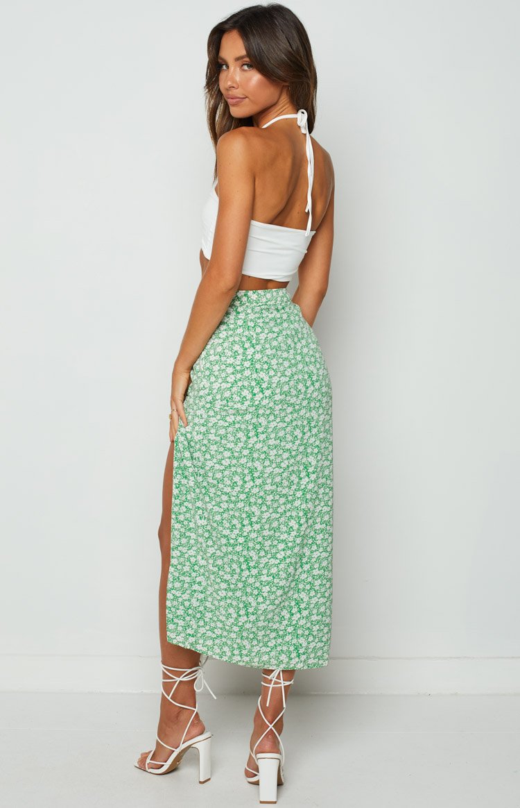 Simi Midi Skirt Green Floral – Beginning Boutique US