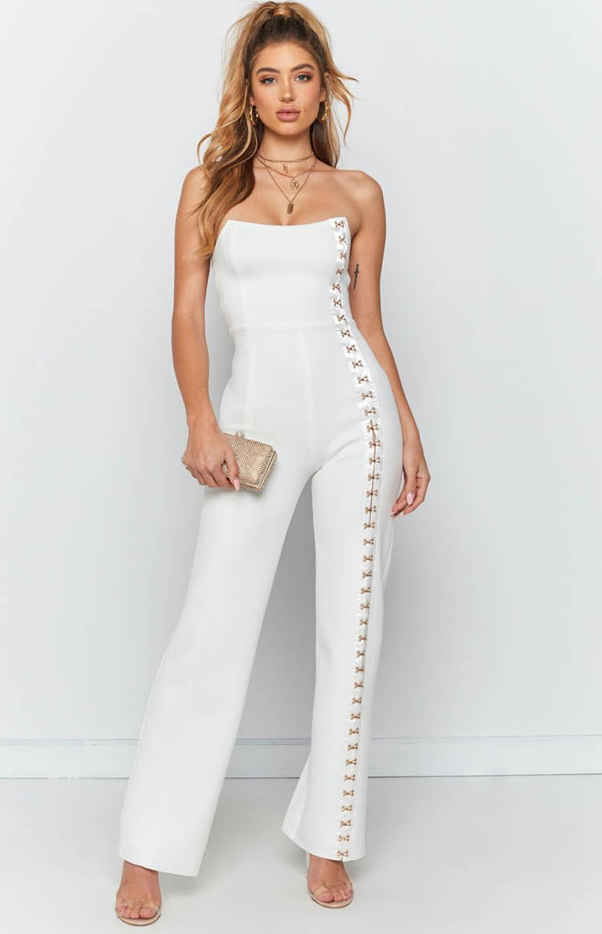 Times Square Jumpsuit White – Beginning Boutique US
