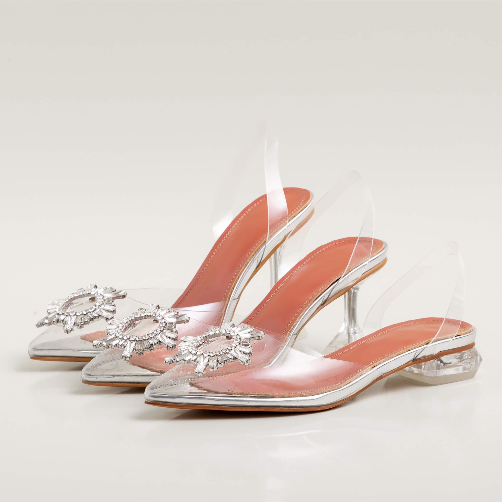 clear slingback pumps