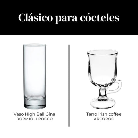 Vaso y copa clásicos para cócteles