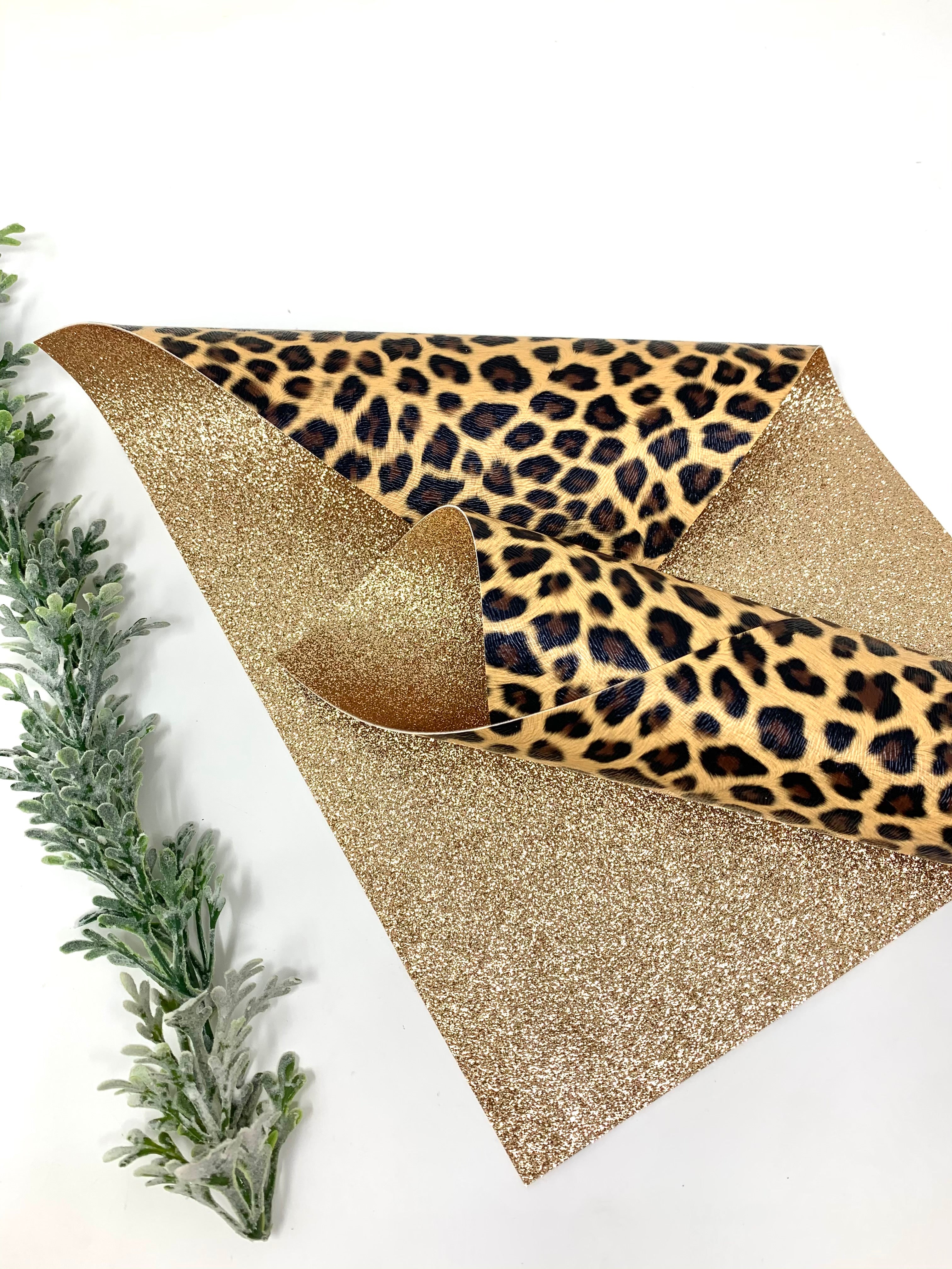 Gold DOUBLE SIDED Chunky Glitter & Faux Leather Sheets 7.75 X 13