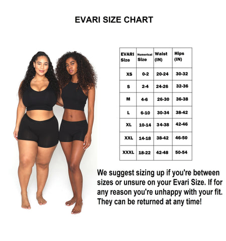 Size Chart Womens' Underwear – EVARI underwear