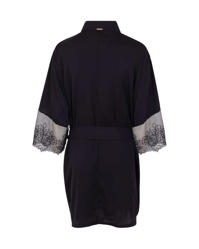 Kimono Alanna Satin Luxueux Noir