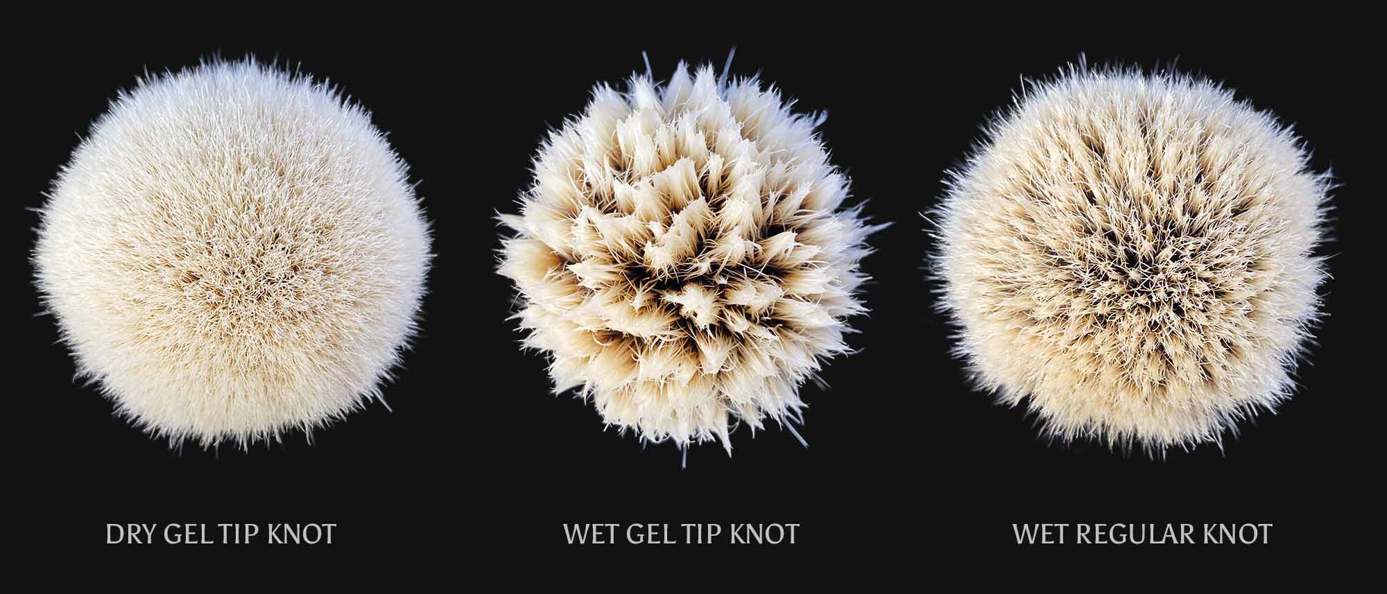 Shaving brush knots features gel tips