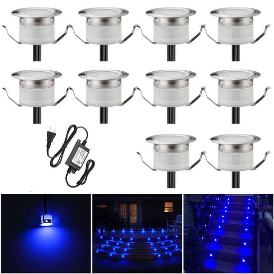 10Pcs LED Deck Step Stair Light Outdoor Landscape Yard Lighting Low Voltage  Kit