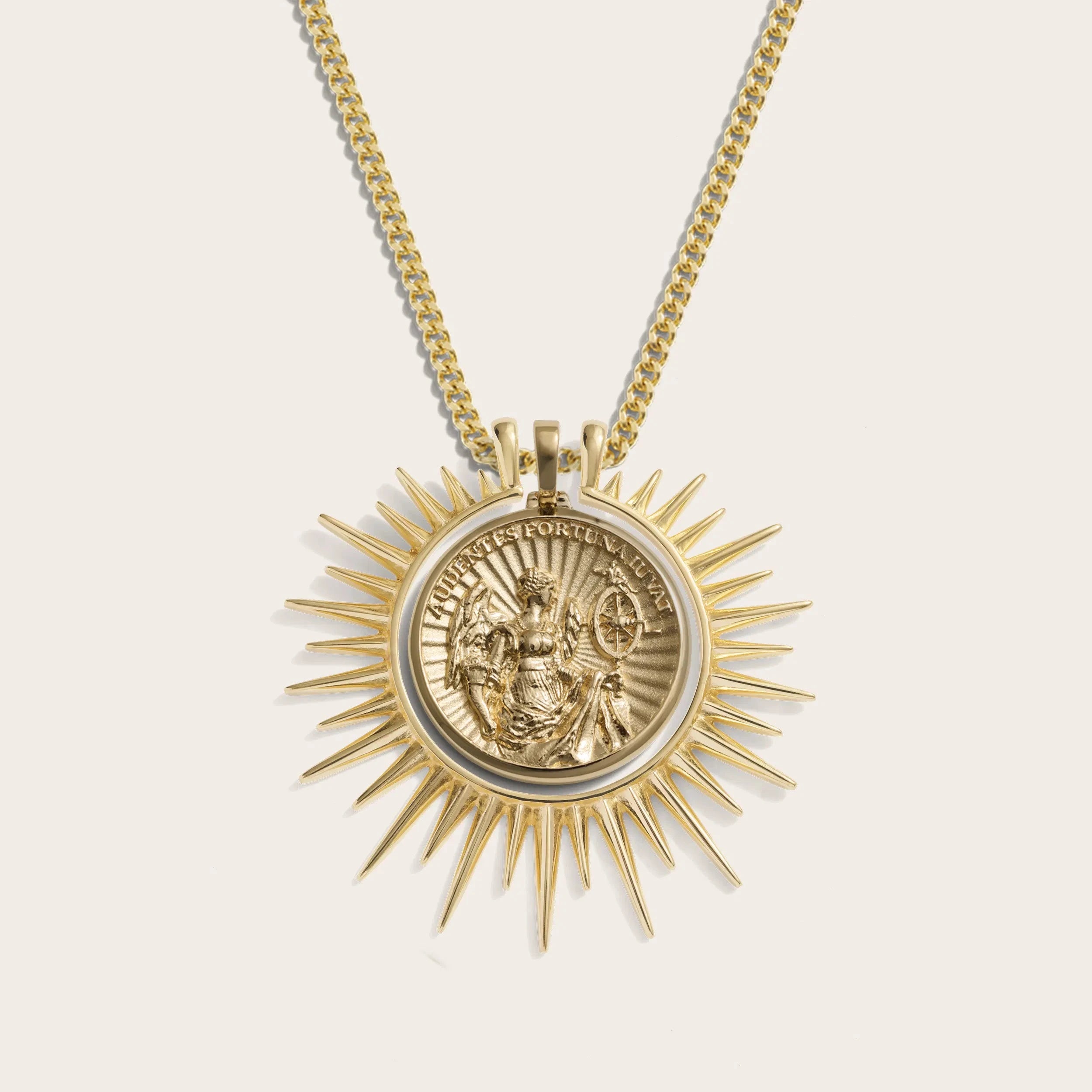 Fortuna’s Cosmic Rays Necklace Set - 14K Yellow Gold Vermeil / 20-22" Cuban Chain
