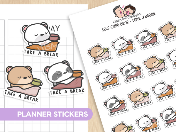Self-Care Bear - Unplug Planner Stickers – Hubman and Chubgirl