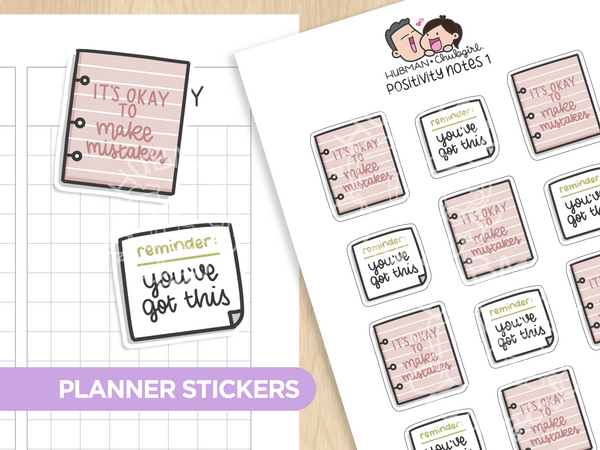 Positivity Notes 7 Planner Stickers – Hubman and Chubgirl