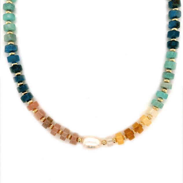 Cara Candy Gemstone Necklace Pastel Colors