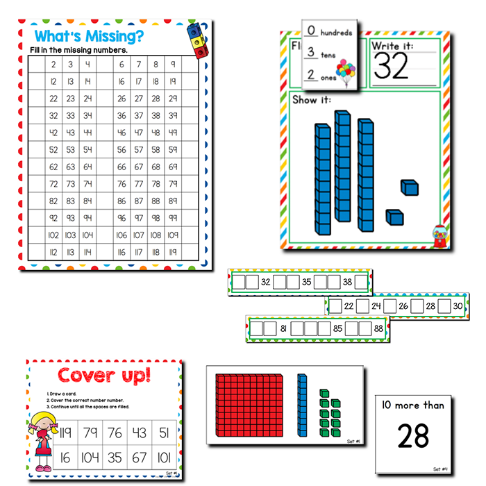 Numbers 1-120 Place Value | 1st Grade Math Centers | lifeovercs