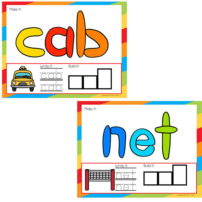 Cvc Word Mats Play Dough Lifeovercs