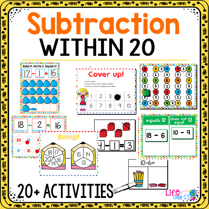 Subtraction within 20 | 1st Grade Math Centers | lifeovercs