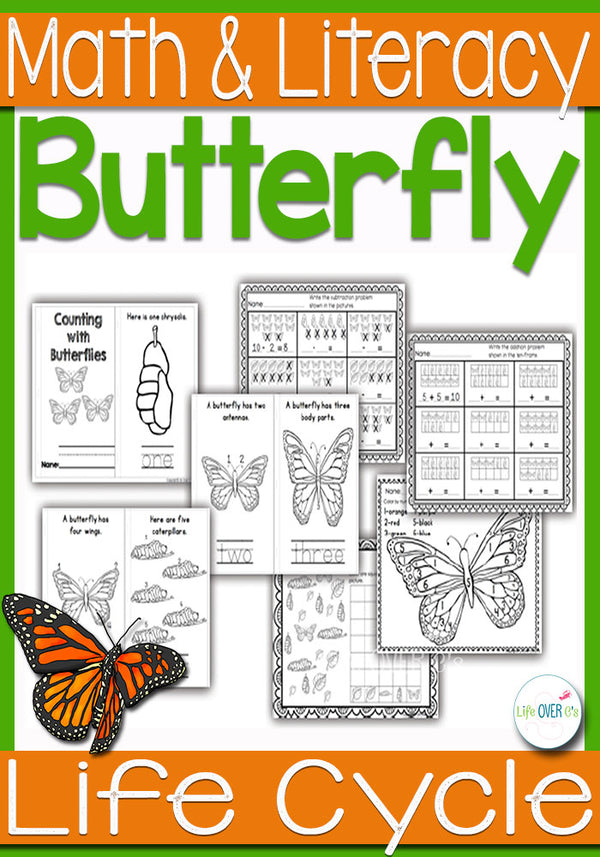butterfly life cycle math and literacy printables k 1 lifeovercs