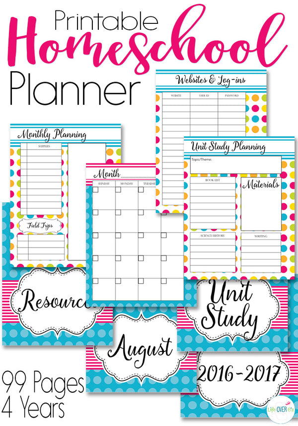 Homeschool Planner Bright Rainbow | lifeovercs