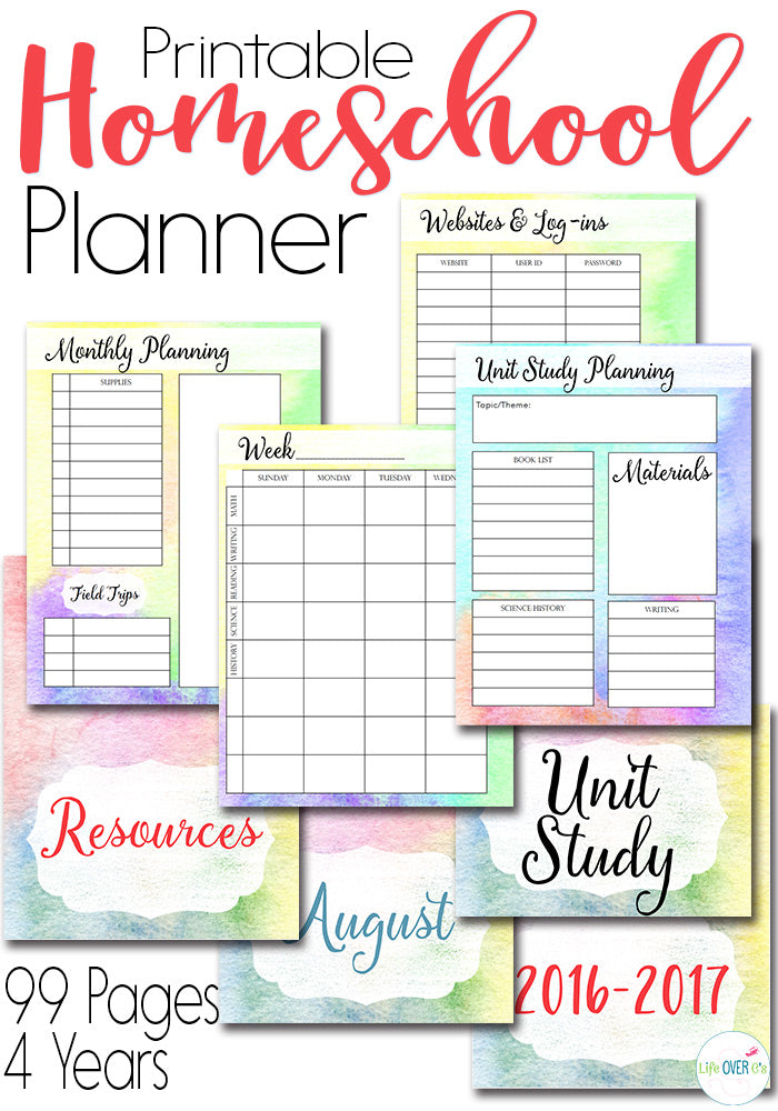 Homeschool Planner Watercolor – lifeovercs