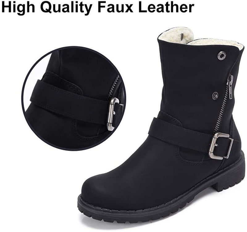 Wide Calf Boots for Women Round Toe 