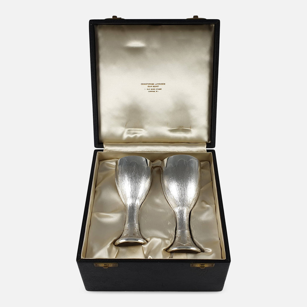 Cased Pair of Sterling Silver Court Cups, Christopher Lawrence, 1974