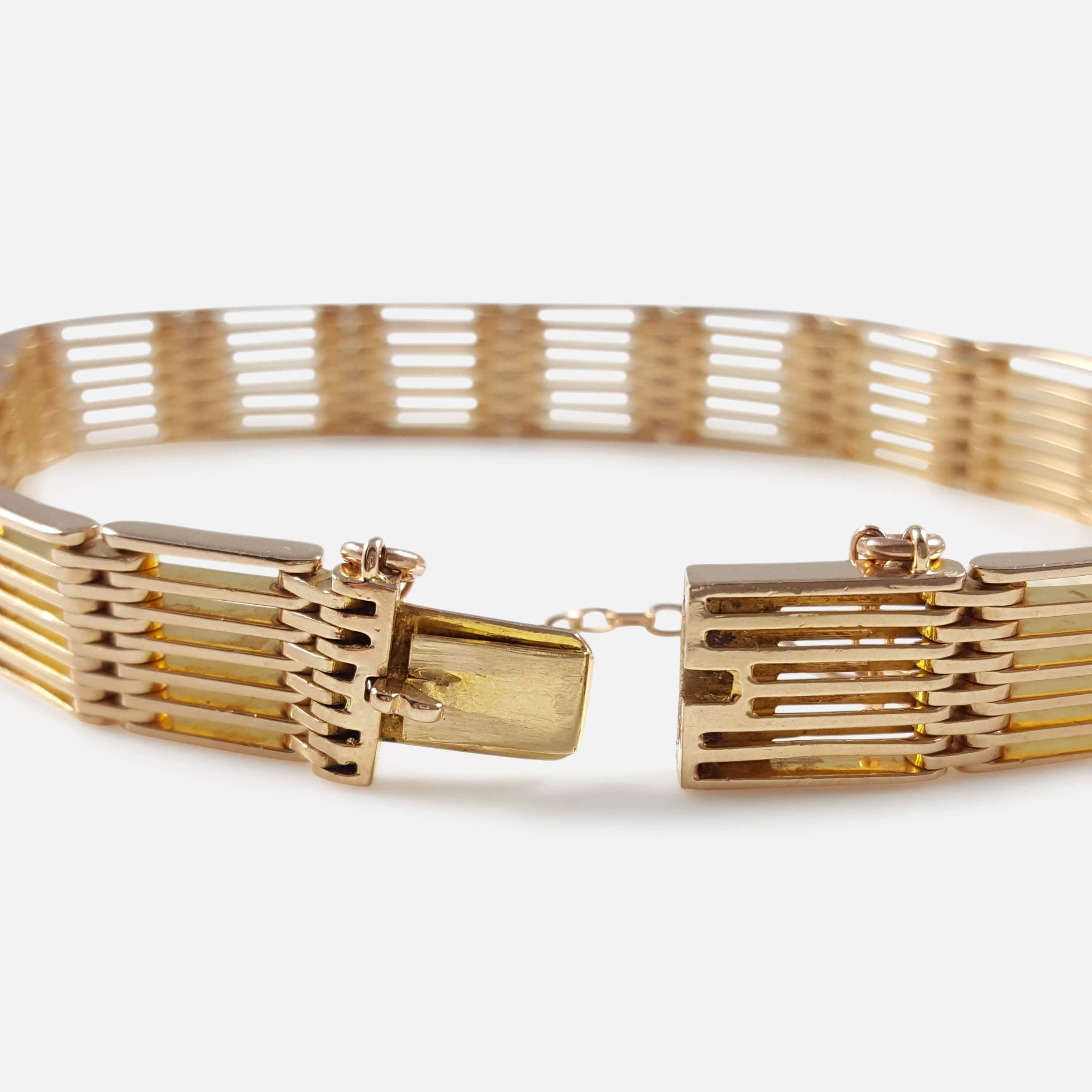 Edwardian 15ct Yellow Gold Gate Link Bracelet, 29.9 Grams