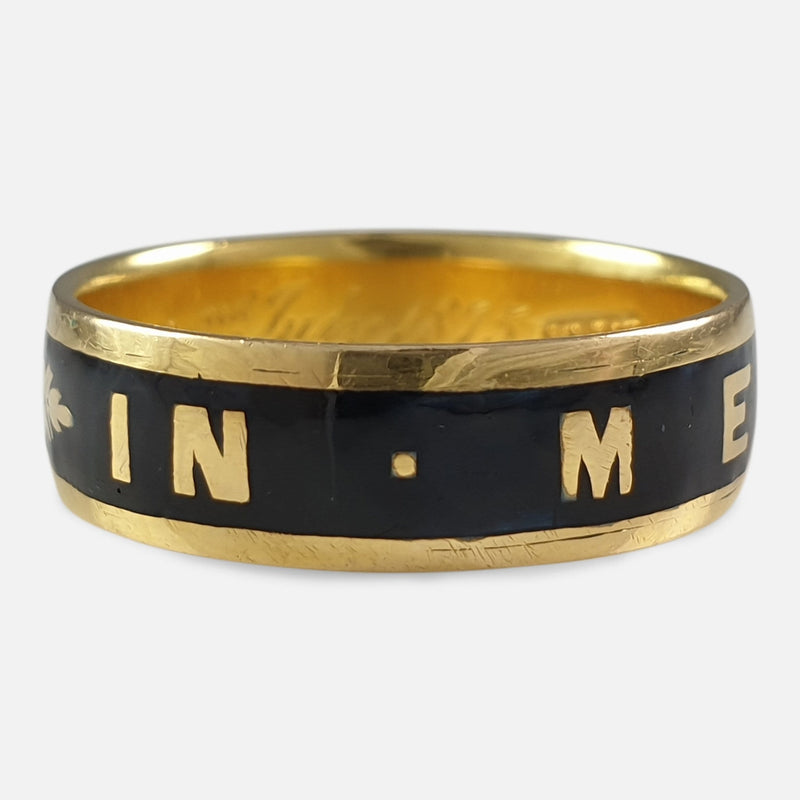 Victorian 18ct Gold and Enamel Memorial Ring, 1871