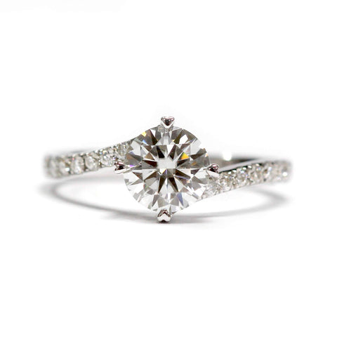 Kerry Moissanite Bypass Twist Pave Ring 1 Carat