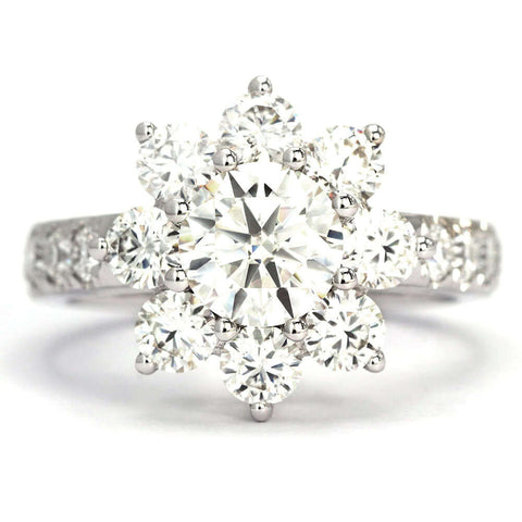 Carme Round Moissanite with Halo Ring in 18K gold