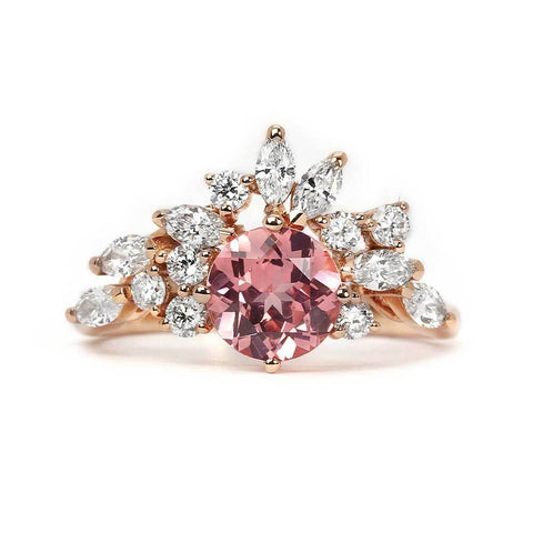 Delilah pink lab grown sapphire with lab grown diamonds ring in 18k gold