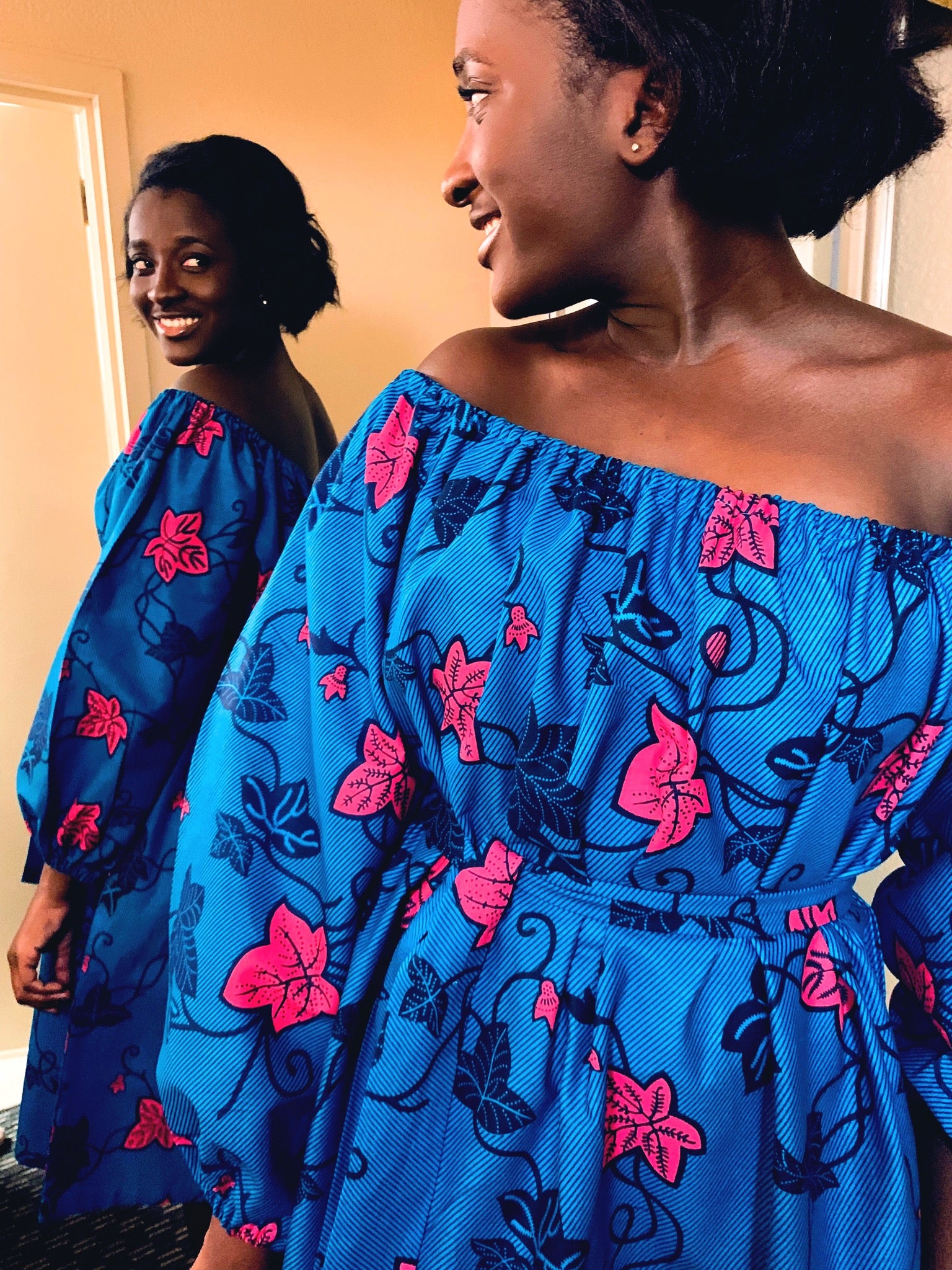 ankara off shoulder gown