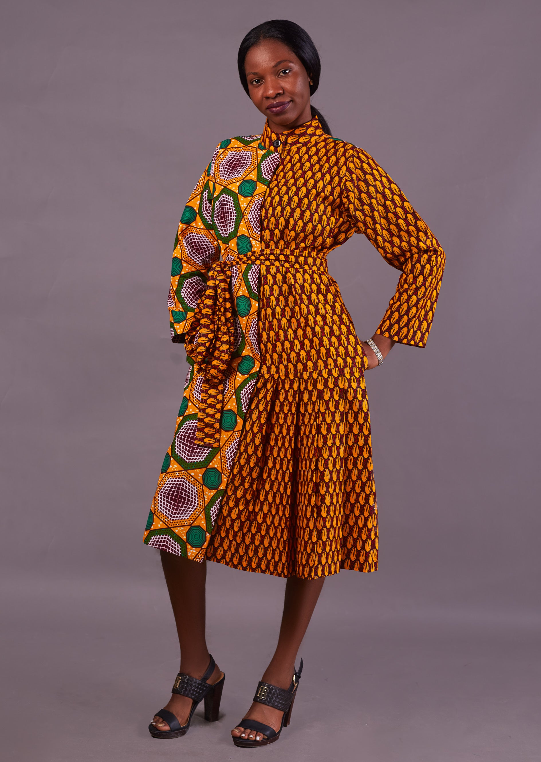 african print shirt dress