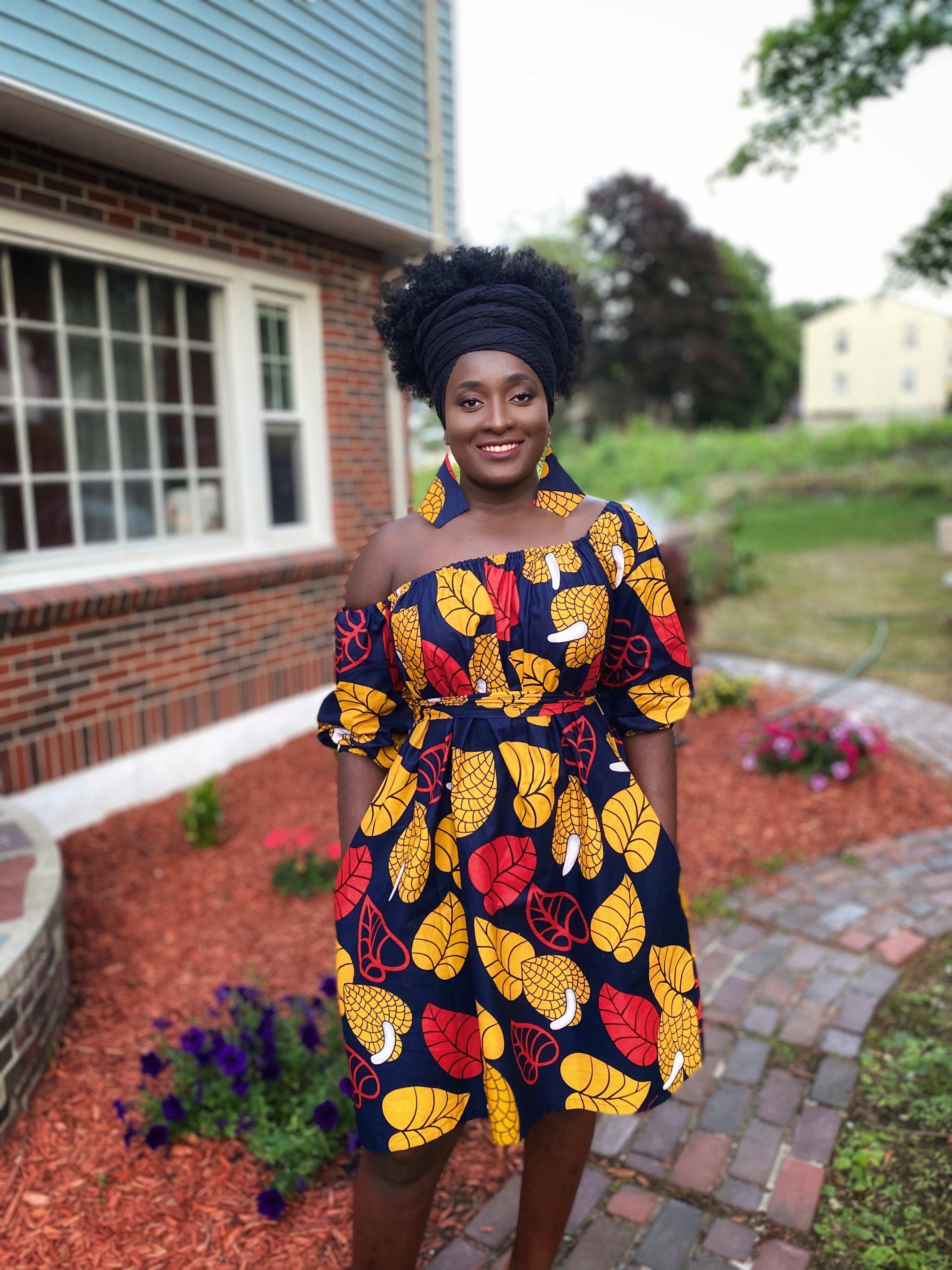 ankara off shoulder gown