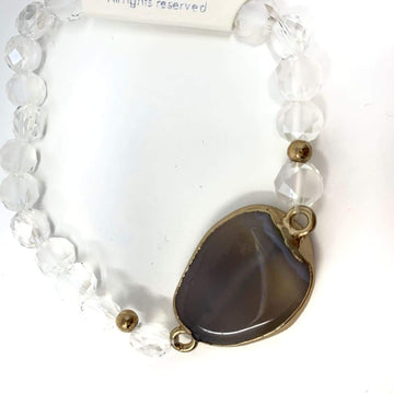 White/Grey Stone Bead Bracelet