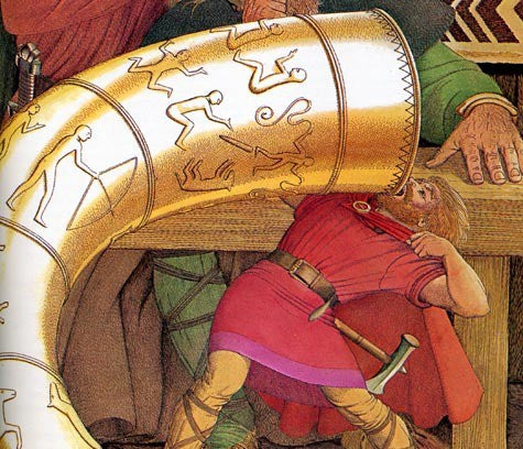 Thor trinkt aus einem bodenlosen Trinkhorn - Viking Dragon Blogs