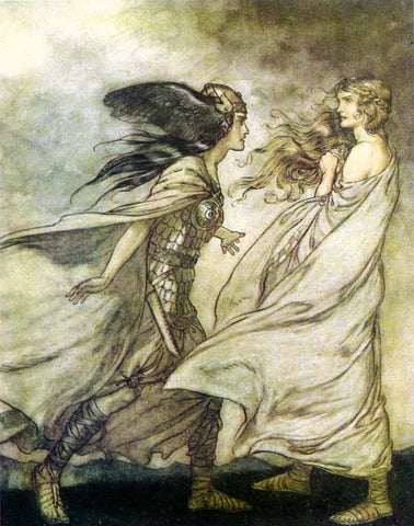 Brynhild telling Gudrun off, retrieved from https://upload.wikimedia.org/wikipedia/commons/e/e6/Ring56.jpg--Viking Dragon Blogs