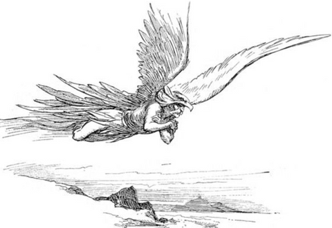 The Giant Thjazi Flying in Pursuit of Loki & Idun - Viking Dragon Blogs