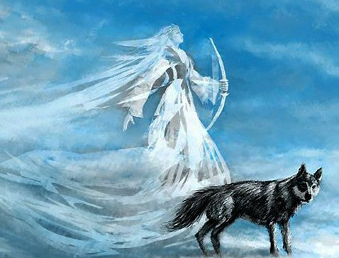 Die Riesin Skadi mit ihrem Wolf - Viking Dragon Blogs