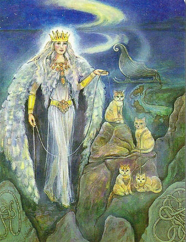 Freya with Her Falcon Coat & Cats - Viking Dragon Blogs