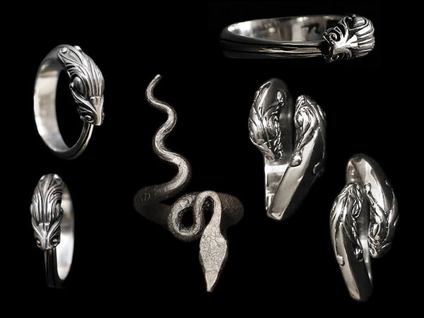 Silver & Iron Snake / Serpent Rings - Viking Jewelry