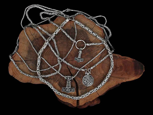 Silver Viking King Chain Necklaces - Viking Jewelry