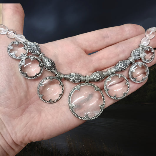 Rock crystal necklace by Hanut Singh | Rock crystal necklace, Crystal  necklace, Rock crystal