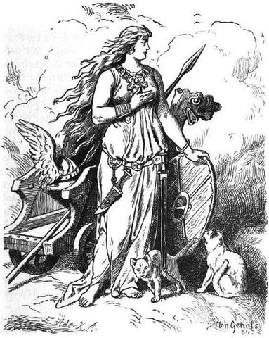 The Norse Goddess Freya with he Gib Cats - The Viking Dragon Blog