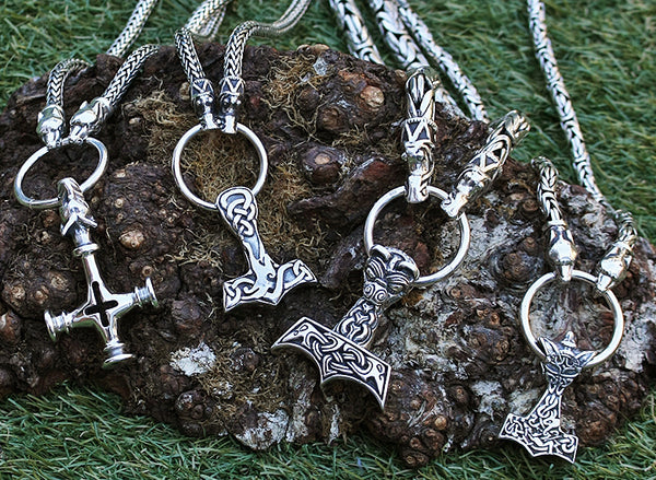 Small Silver Interlace Thors Hammer Pendant - Viking Jewelry