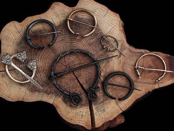 Replica Viking Cloak & Clothes Pins In Iron & Bronze - Viking Costume Accessories