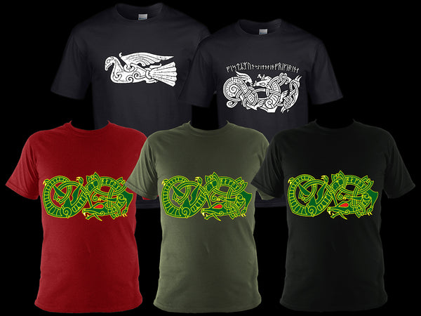 Viking Dragon T-Shirts, Viking Wolf and Viking Raven T-Shirts
