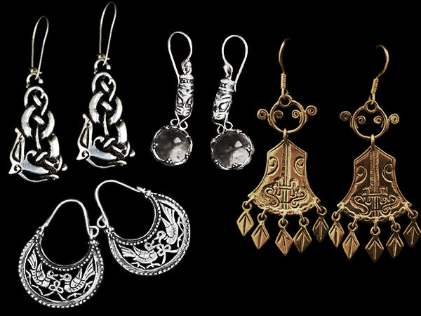 Silver & Bronze Viking Earrings - Viking Jewelry