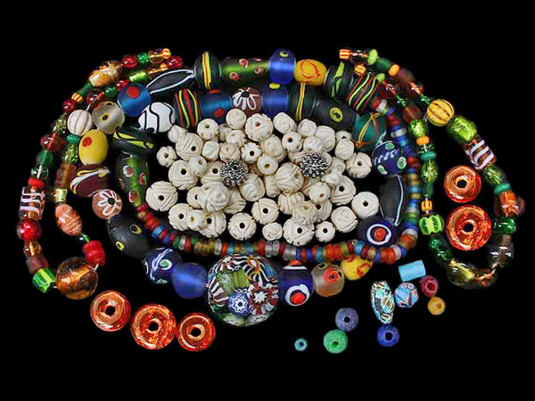 Viking Beads In Glass Amber Bone & Silver - Viking Jewelry